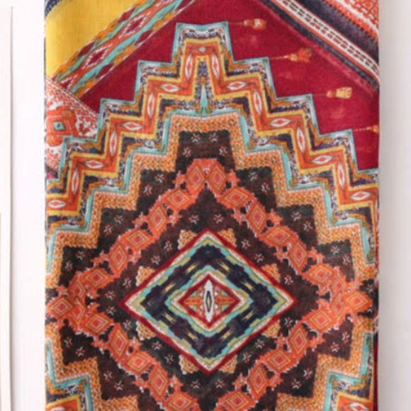 Multicolor Ethnic Style Geometric Print Summer Scarf Shawl for Women Head Wraps - Picture 3 of 6